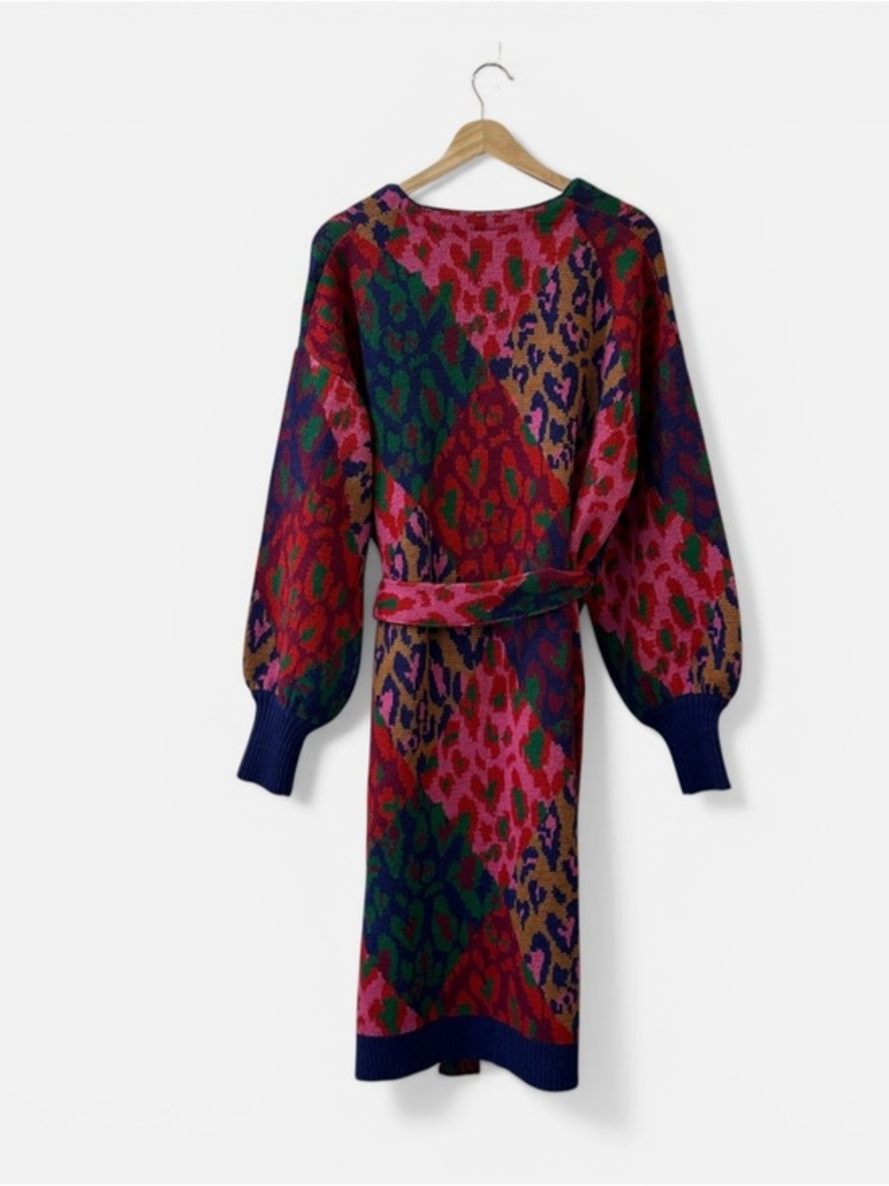 Farm Rio Colorful Animal Print Long Belted Cardigan Size Small - Picture 8 of 14